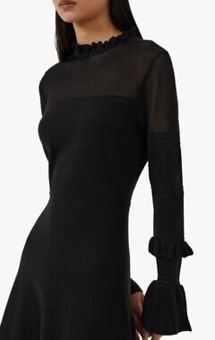 French Connection Lindsey Sheer Yoke Long Sleeve Sweater Dress Black Size M